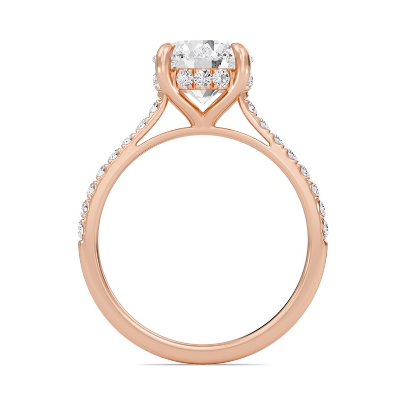 Round Cathedral Pave Hidden Halo Engagement Ring