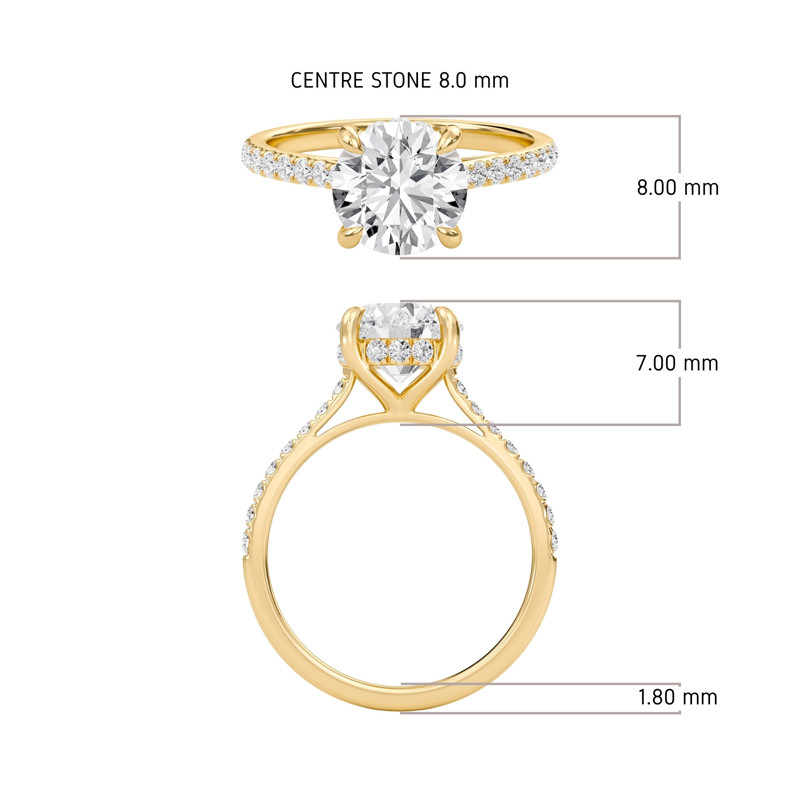 Round Cathedral Pave Hidden Halo Engagement Ring