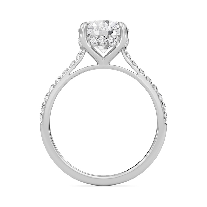 Round Cathedral Pave Hidden Halo Engagement Ring