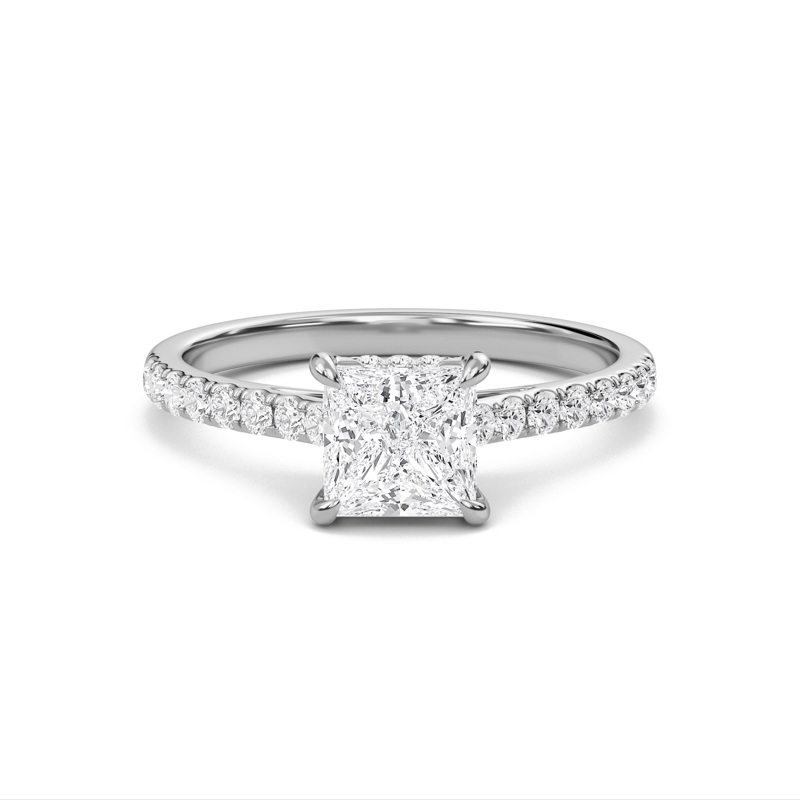 Princess Cathedral Pave Hidden Halo Engagement Ring