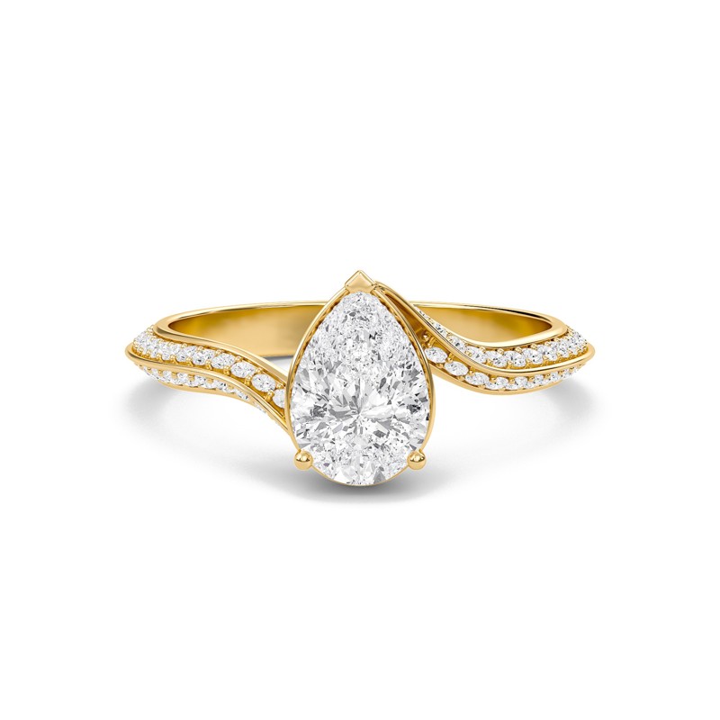 Pear Adorned Pave Byepass Engagement Ring