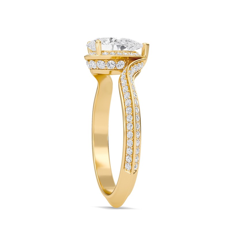 Pear Adorned Pave Byepass Engagement Ring