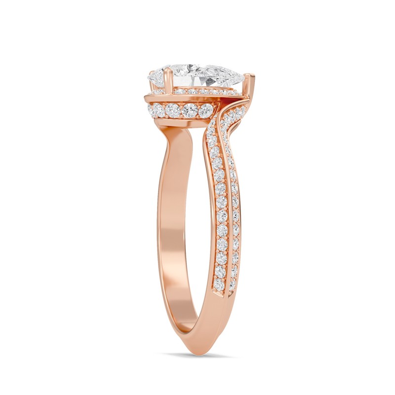 Pear Adorned Pave Byepass Engagement Ring