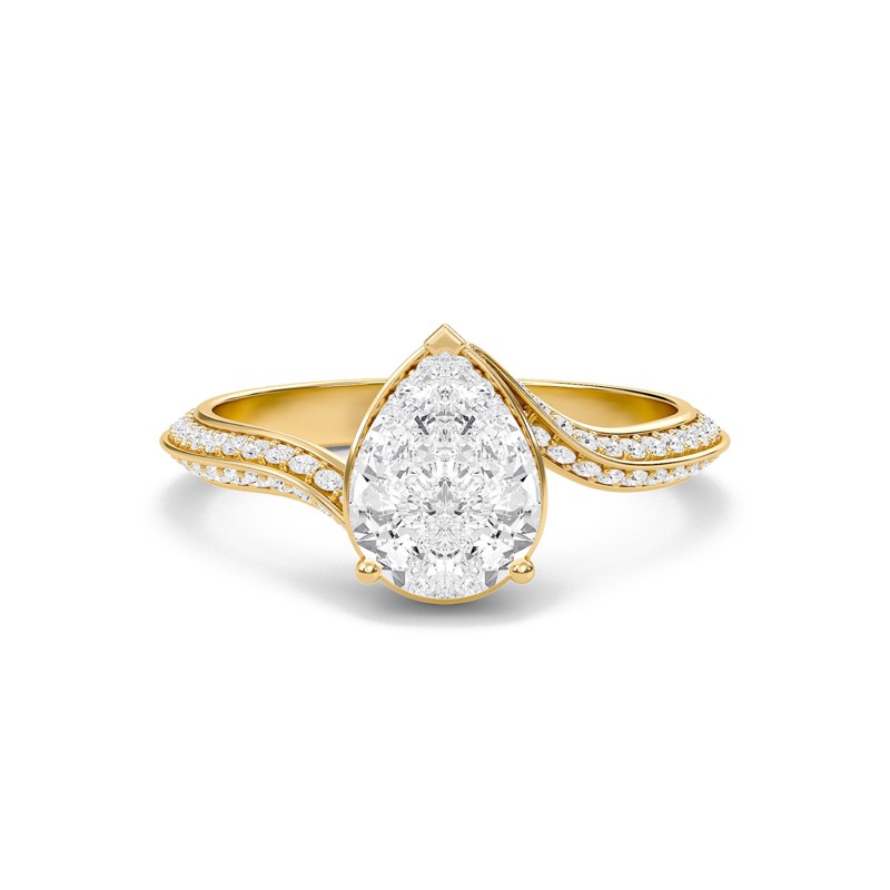 Pear Adorned Pave Byepass Engagement Ring