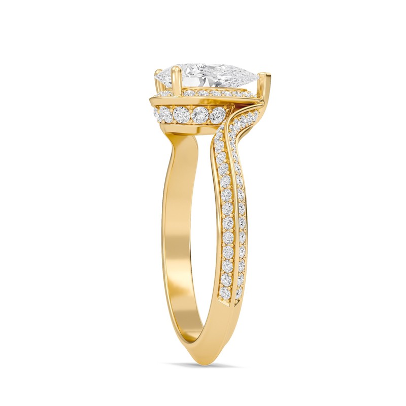 Pear Adorned Pave Byepass Engagement Ring