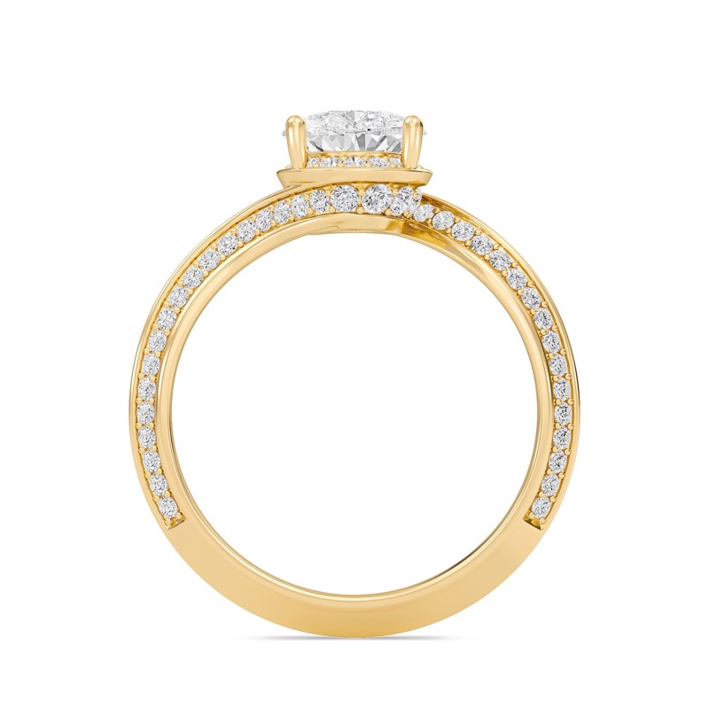 Pear Adorned Pave Byepass Engagement Ring