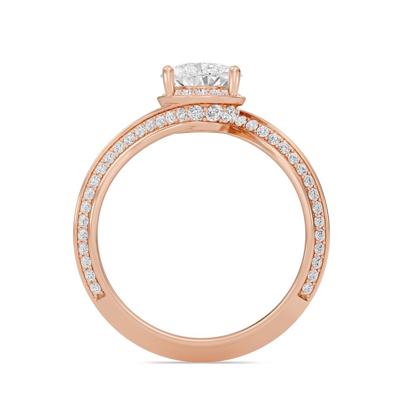 Pear Adorned Pave Byepass Engagement Ring