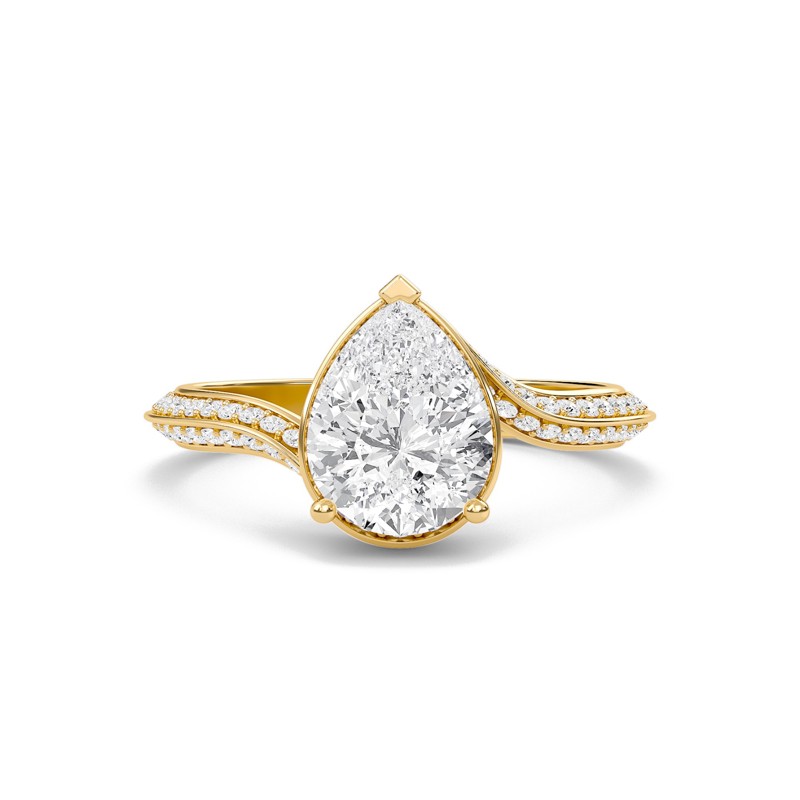 Pear Adorned Pave Byepass Engagement Ring