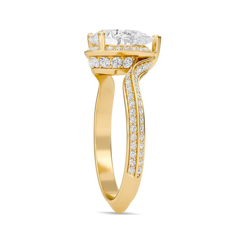 Pear Adorned Pave Byepass Engagement Ring