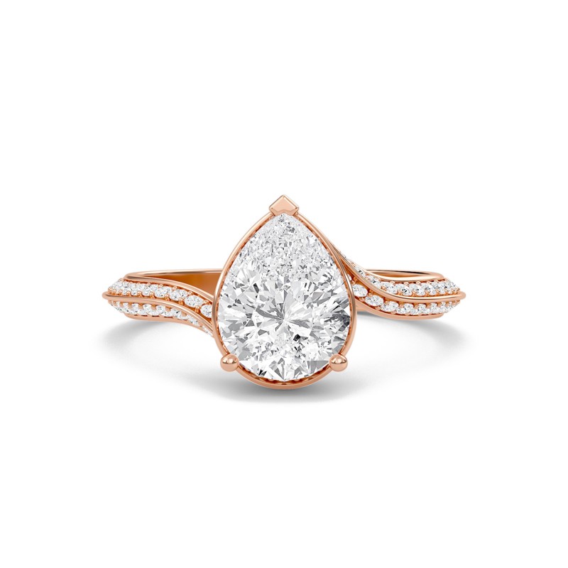 Pear Adorned Pave Byepass Engagement Ring