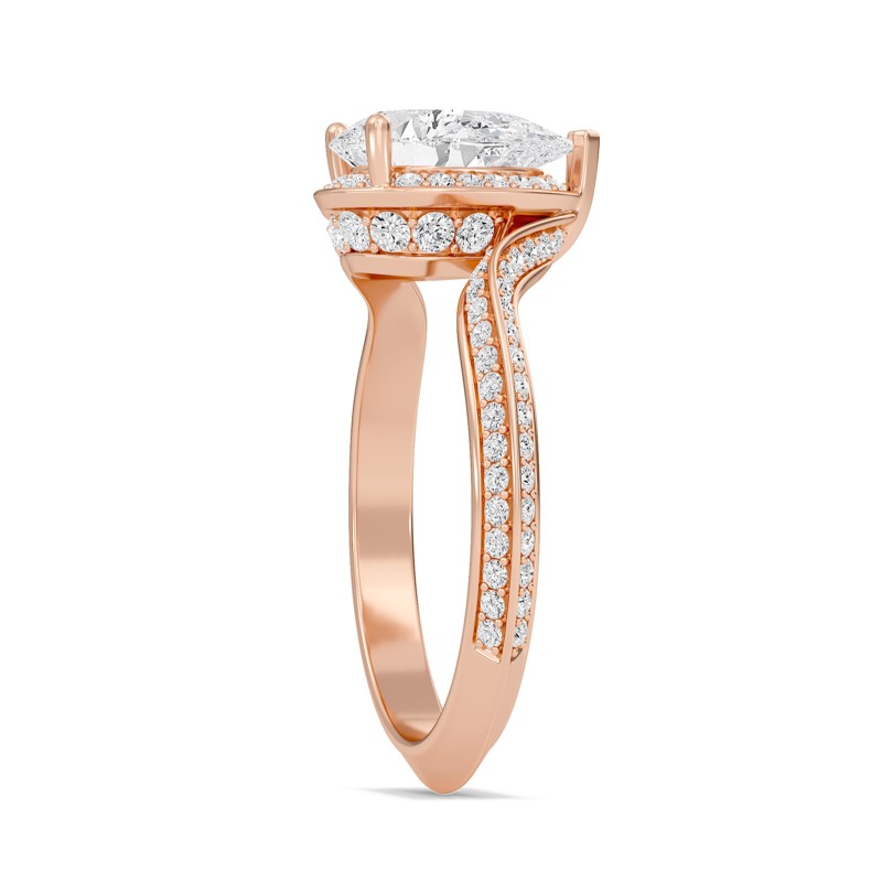 Pear Adorned Pave Byepass Engagement Ring