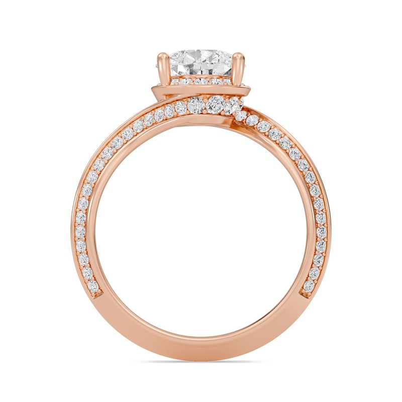 Pear Adorned Pave Byepass Engagement Ring