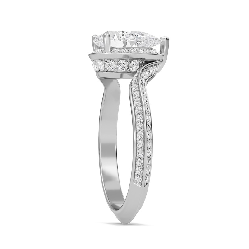 Pear Adorned Pave Byepass Engagement Ring