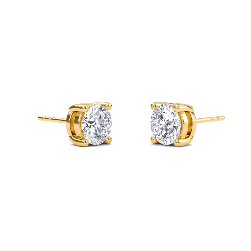 Round Four Prong Solitaire Earrings