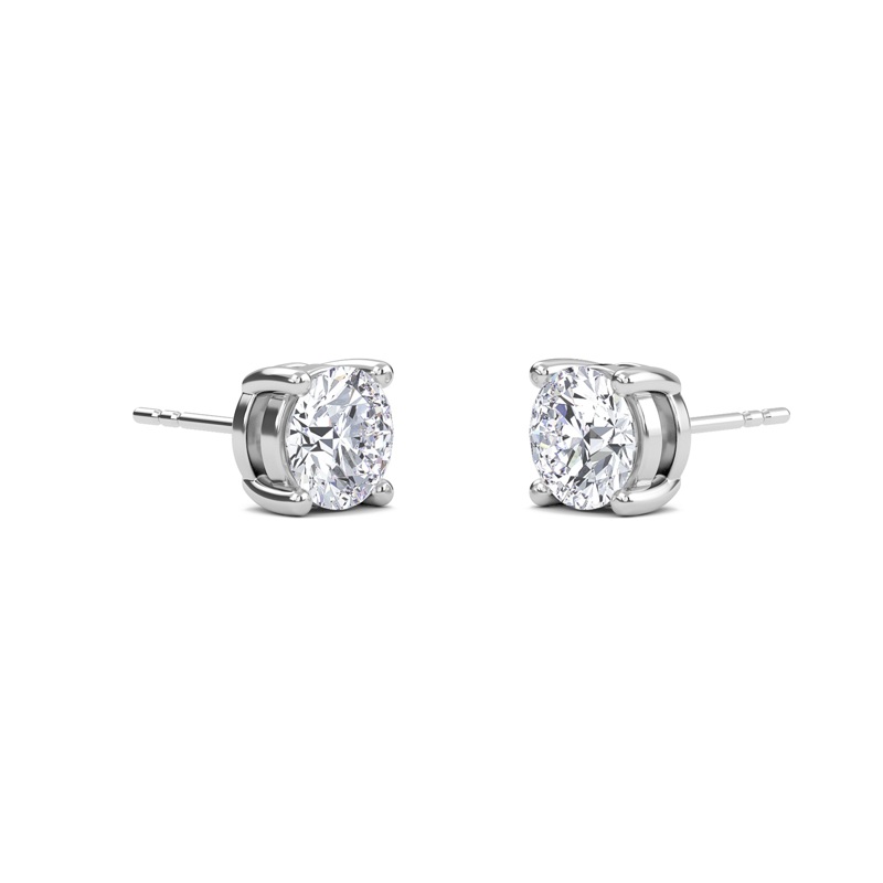 Round Four Prong Solitaire Earrings
