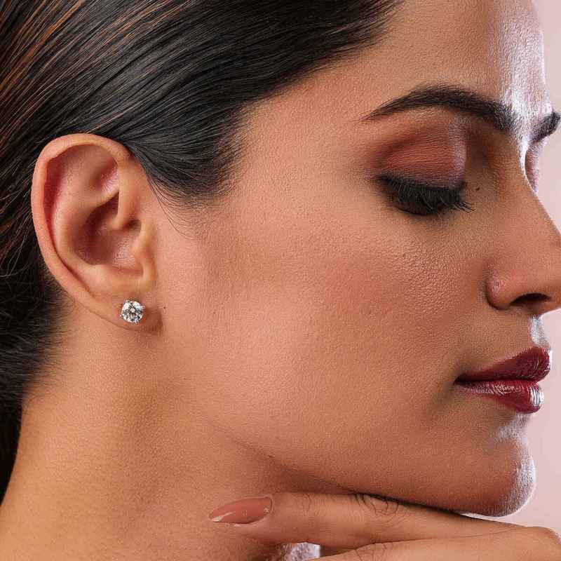 Round Four Prong Solitaire Earrings