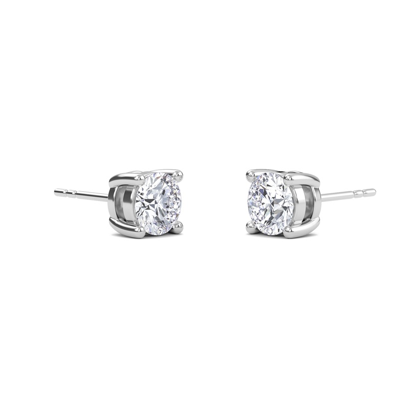 Round Four Prong Solitaire Earrings