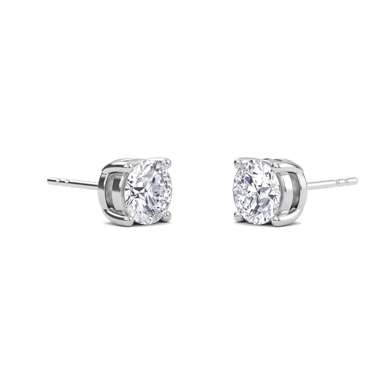 Round Four Prong Solitaire Earrings