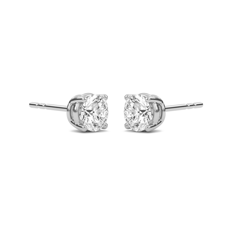Round Four Prong Solitaire Earrings