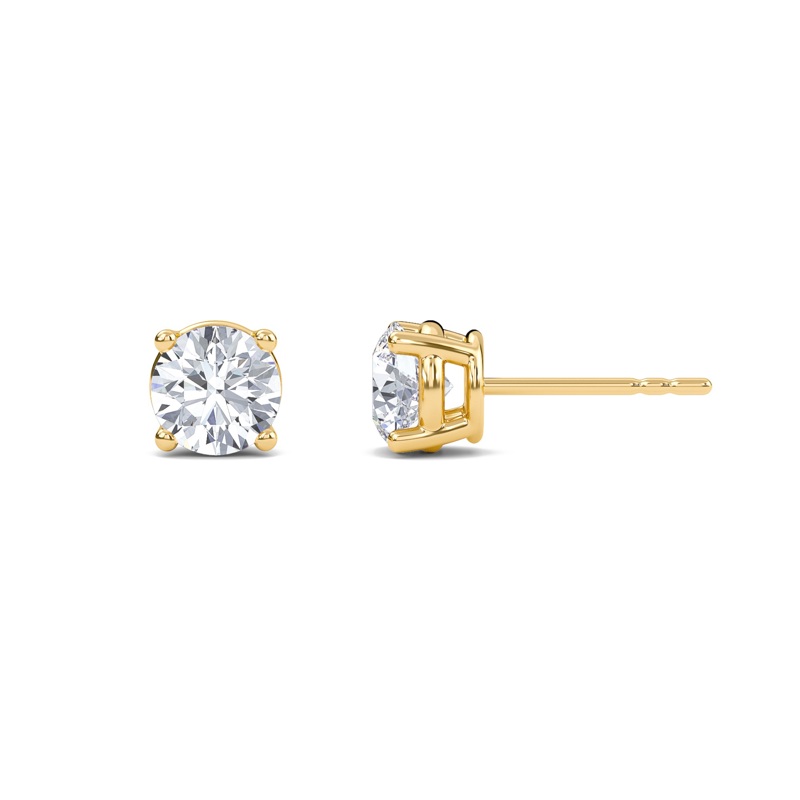 Round Four Prong Solitaire Earrings