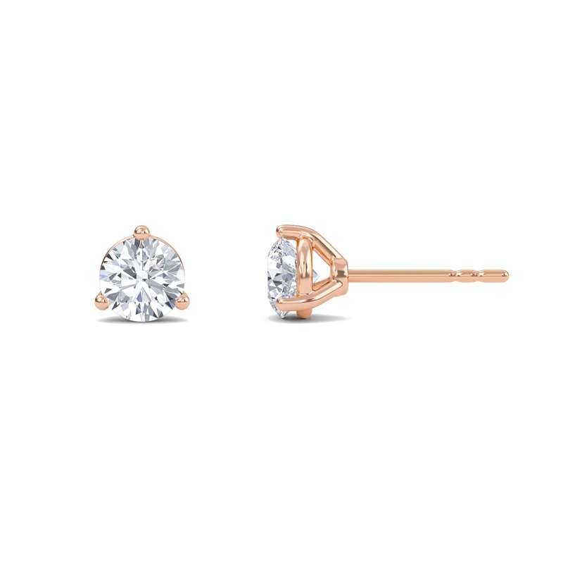 Three Prong Martini Solitaire Earrings
