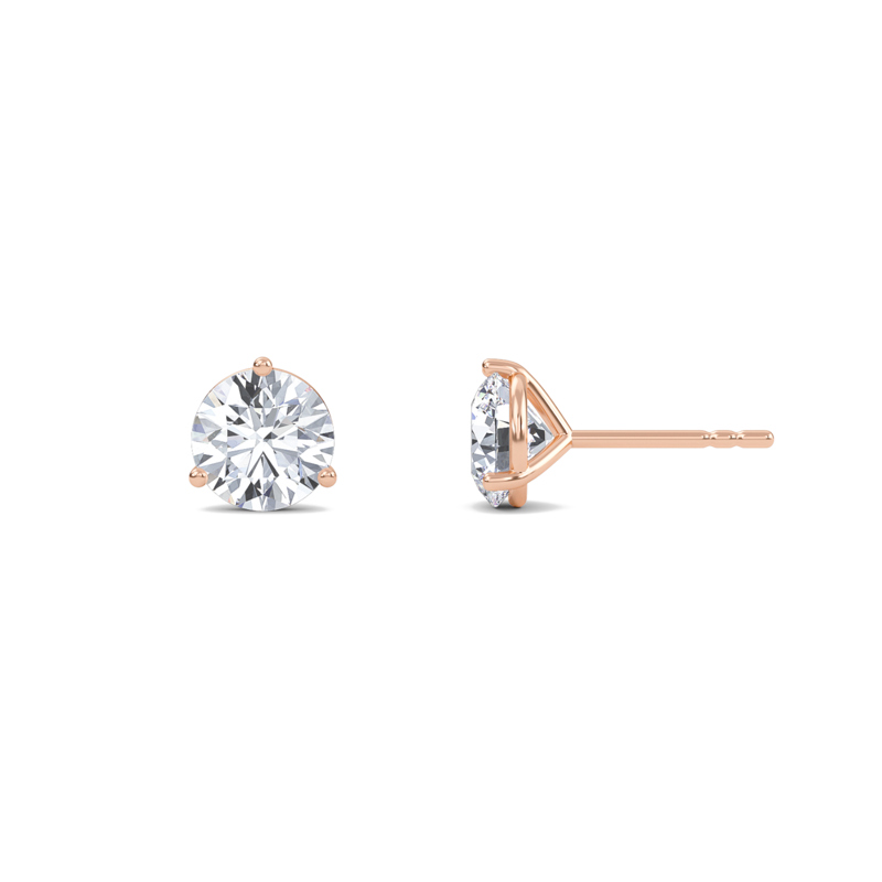 Three Prong Martini Solitaire Earrings