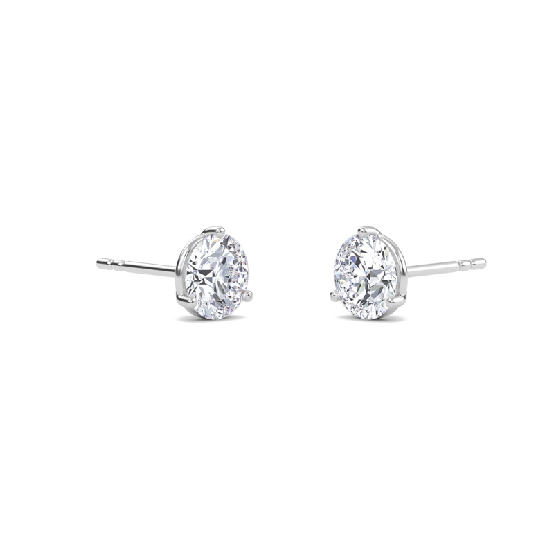 Three Prong Martini Solitaire Earrings