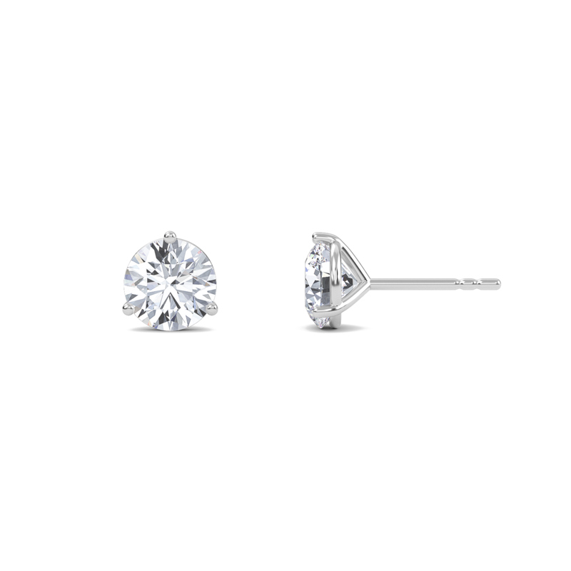 Three Prong Martini Solitaire Earrings