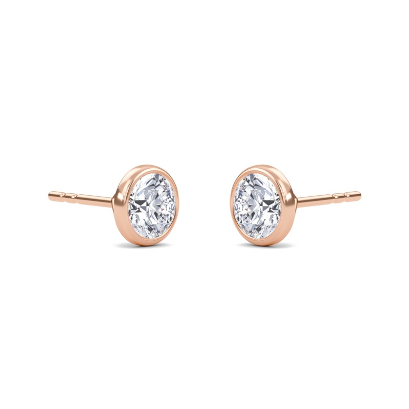 Round Bezel Set Solitaire Earrings