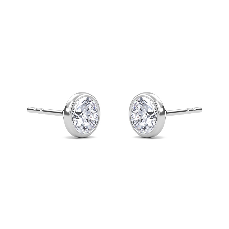 Round Bezel Set Solitaire Earrings