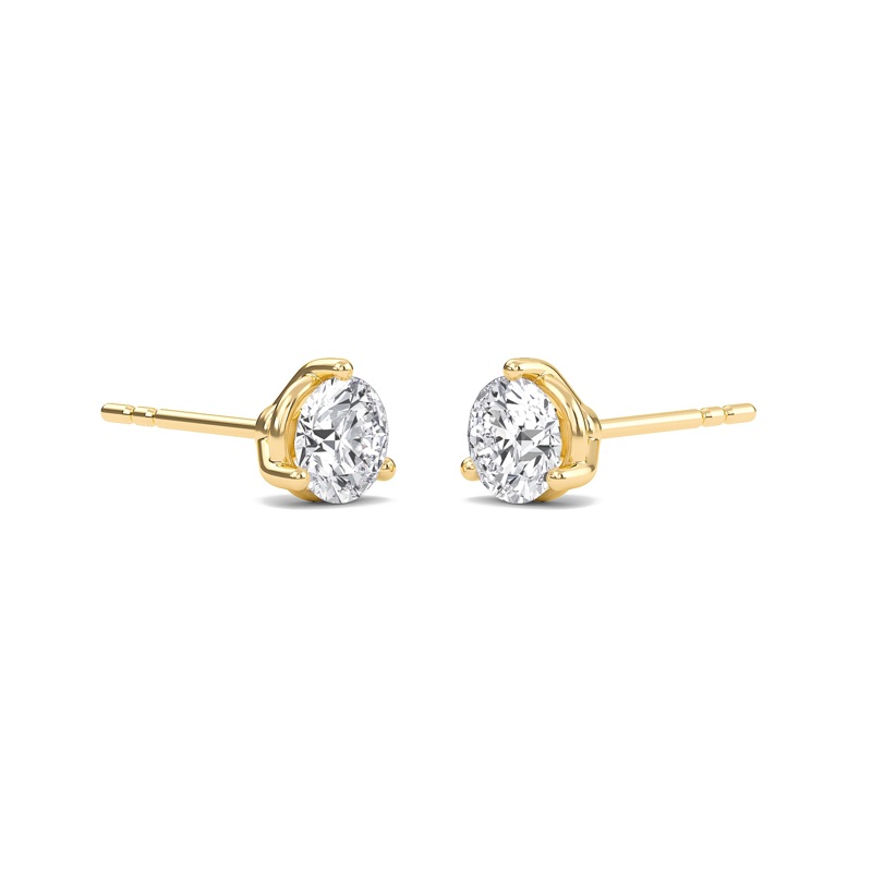 Round Three Prong Solitaire Earrings