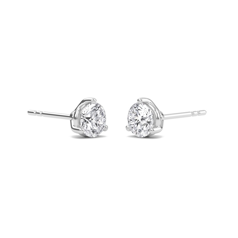 Round Three Prong Solitaire Earrings
