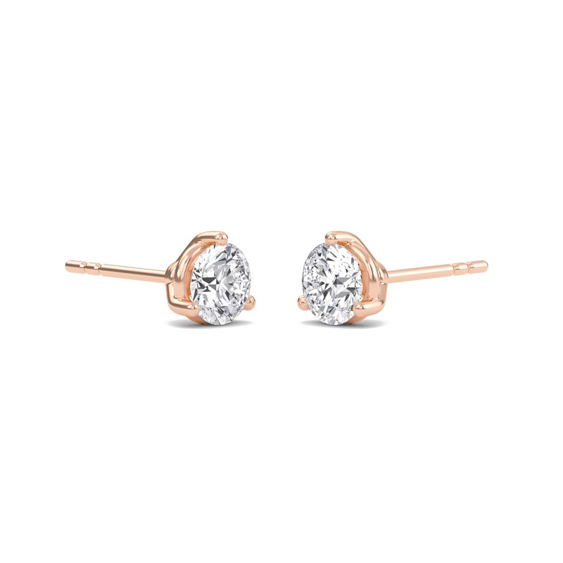 Round Three Prong Solitaire Earrings