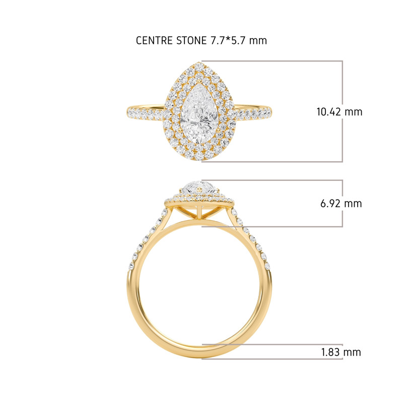 Pear Double Halo Engagement Ring