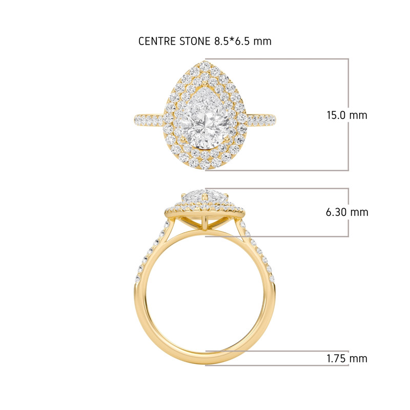 Pear Double Halo Engagement Ring