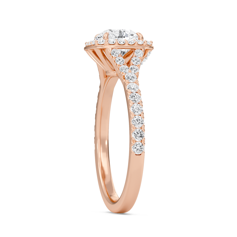 Round Halo Split Shank Engagement Ring