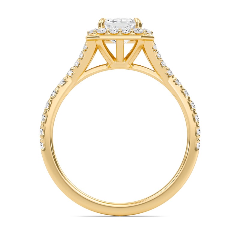 Emerald Halo Split Shank Engagement Ring