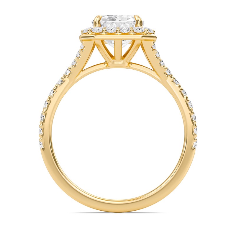 Emerald Halo Split Shank Engagement Ring
