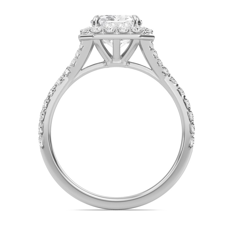 Emerald Halo Split Shank Engagement Ring