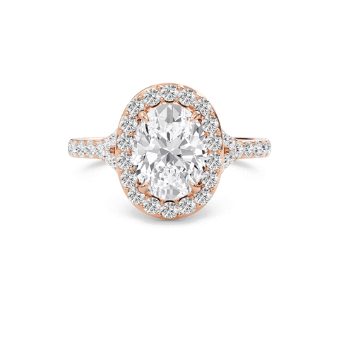 Oval Halo Split Shank Engagement Ring