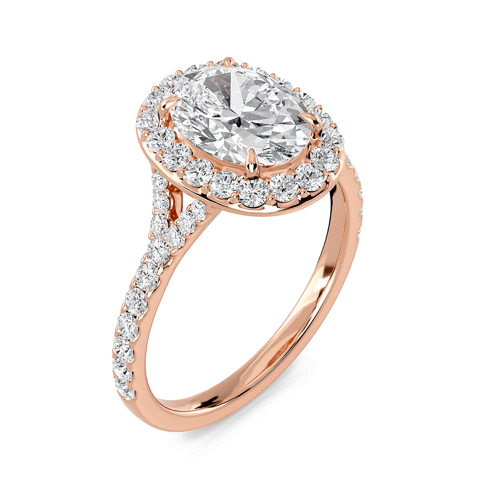 Oval Halo Split Shank Engagement Ring