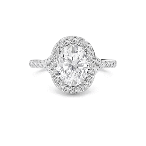 Oval Halo Split Shank Engagement Ring