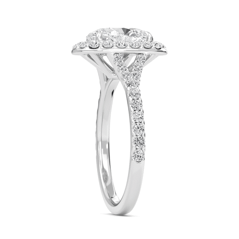 Oval Halo Split Shank Engagement Ring