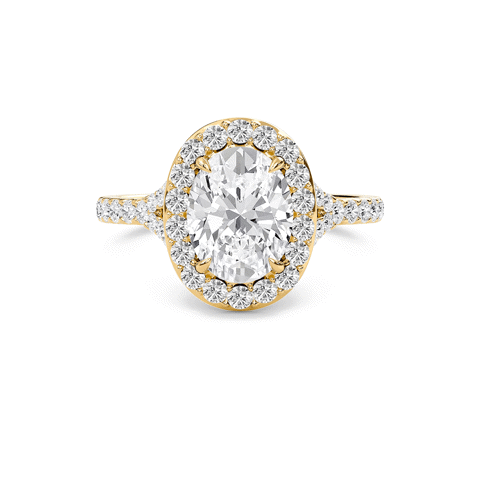Oval Halo Split Shank Engagement Ring