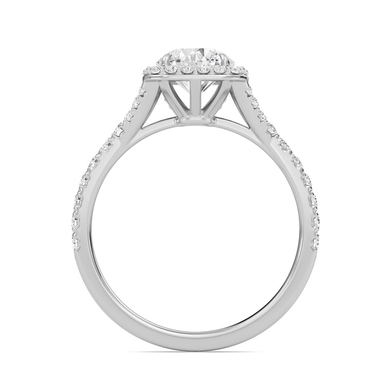 Round Halo Split Shank Engagement Ring