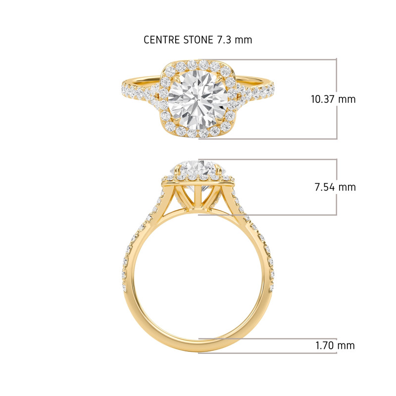 Round Halo Split Shank Engagement Ring