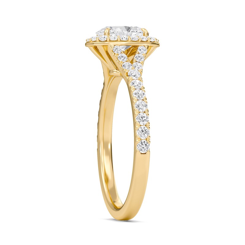 Oval Halo Split Shank Engagement Ring