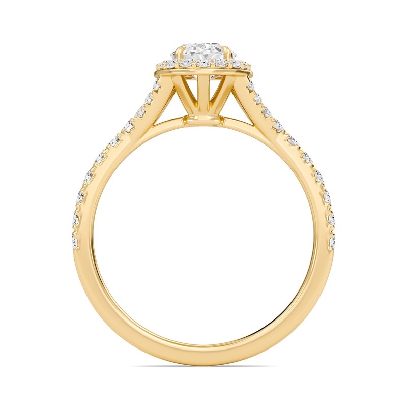 Oval Halo Split Shank Engagement Ring