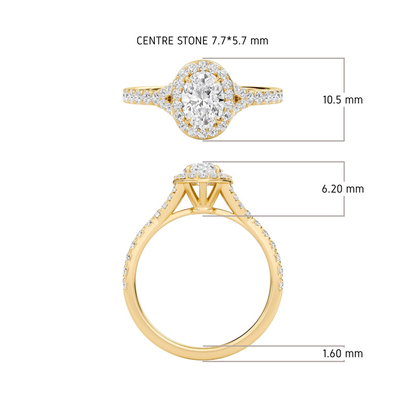 Oval Halo Split Shank Engagement Ring