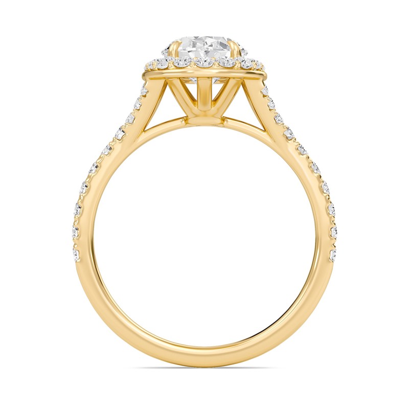 Oval Halo Split Shank Engagement Ring